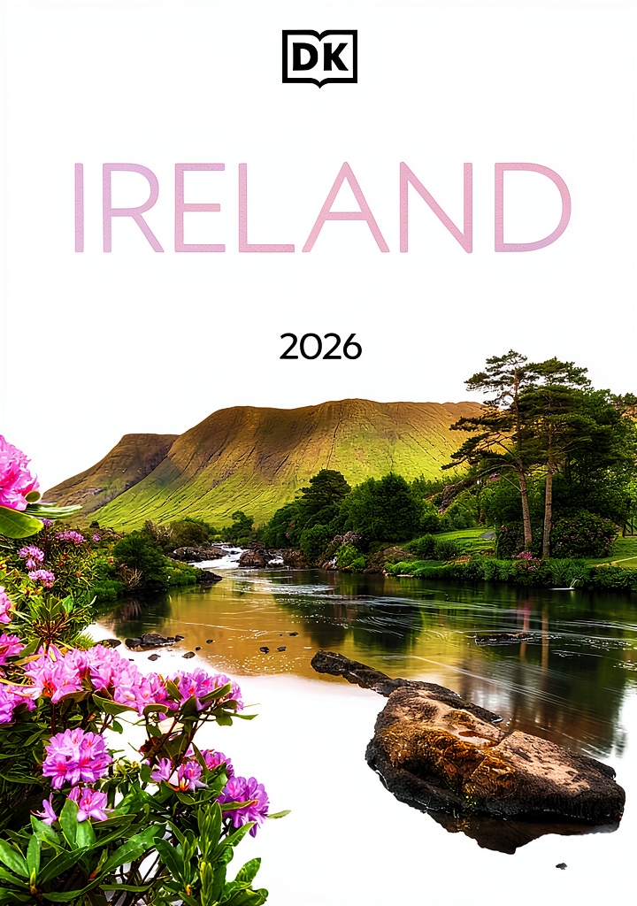 Installing DK Travel Ireland Travel Guide Kindle Edition on a wooden desk