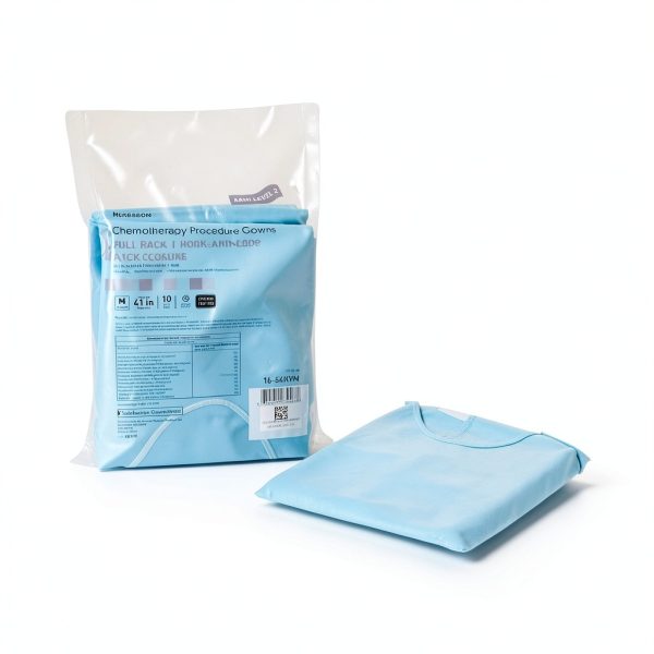 McKesson Chemotherapy Procedure Gown FullBack AAMI Level 2 Blue Medium-8