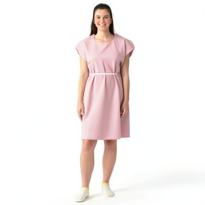 Medline Disposable Patient Gown Pink 30x42 3‑Ply Tissue‑Poly‑Tissue-0