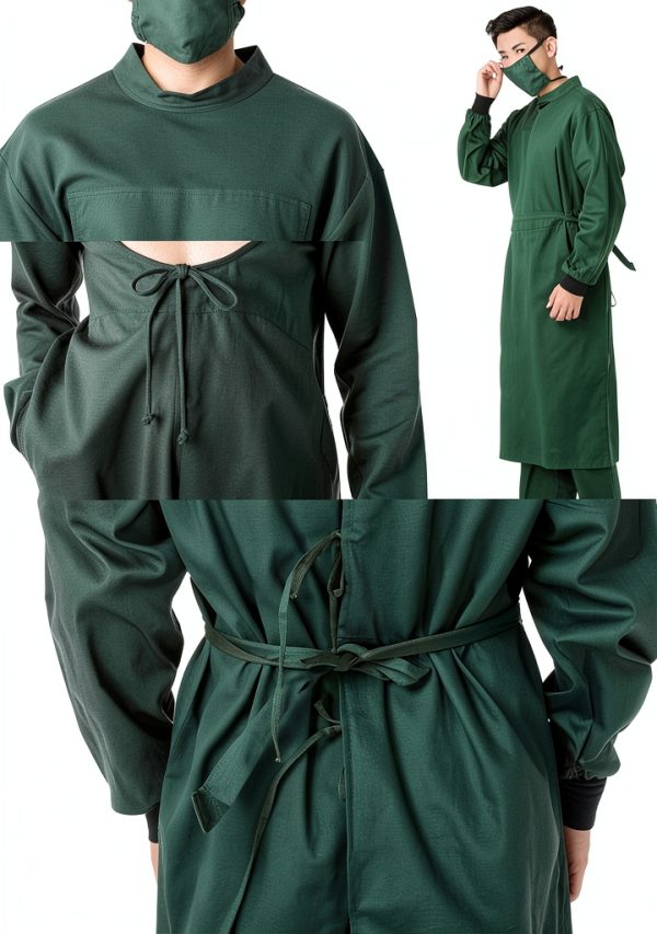 Maya Star Men Long Sleeves Isolation Gown Surgical Uniform Surgeon Costume Smock-frock Lab Coats XXL Size(Green)-1